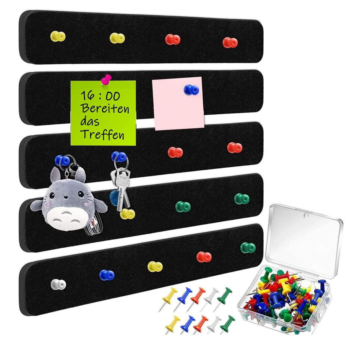 Climberty 5 Pack Felt Bulletin Board, Vision Board Felt Message Board with 35pcs Drawing Pins, Self-Adhesive Lightweight Bulletin Board Strips for Paste Notes, Photos, Schedules (Black) Climberty 5 Pack Felt Bulletin Board, Vision Board Felt Message Board with 35pcs Drawing Pins, Self-Adhesive Lightweight Bulletin Board Strips for Paste Notes, Photos, Schedules (Black)
